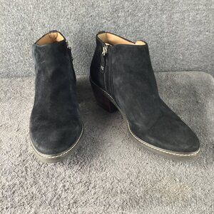 Sam Edelman Suede Leather Zip Ankle Boot Sz 10 Black